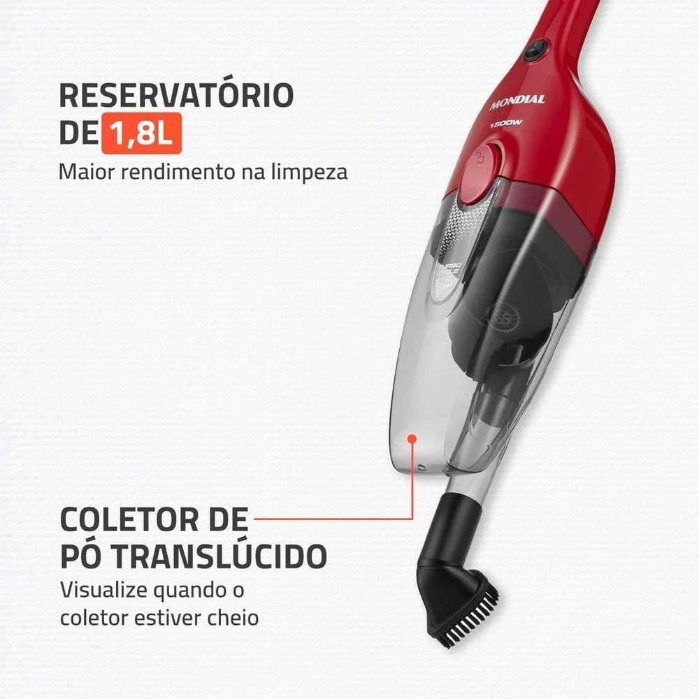 Aspirador de Pó Vertical Mondial Turbo Cycle 1100W 2 em 1 Bivolt - Imagem 3