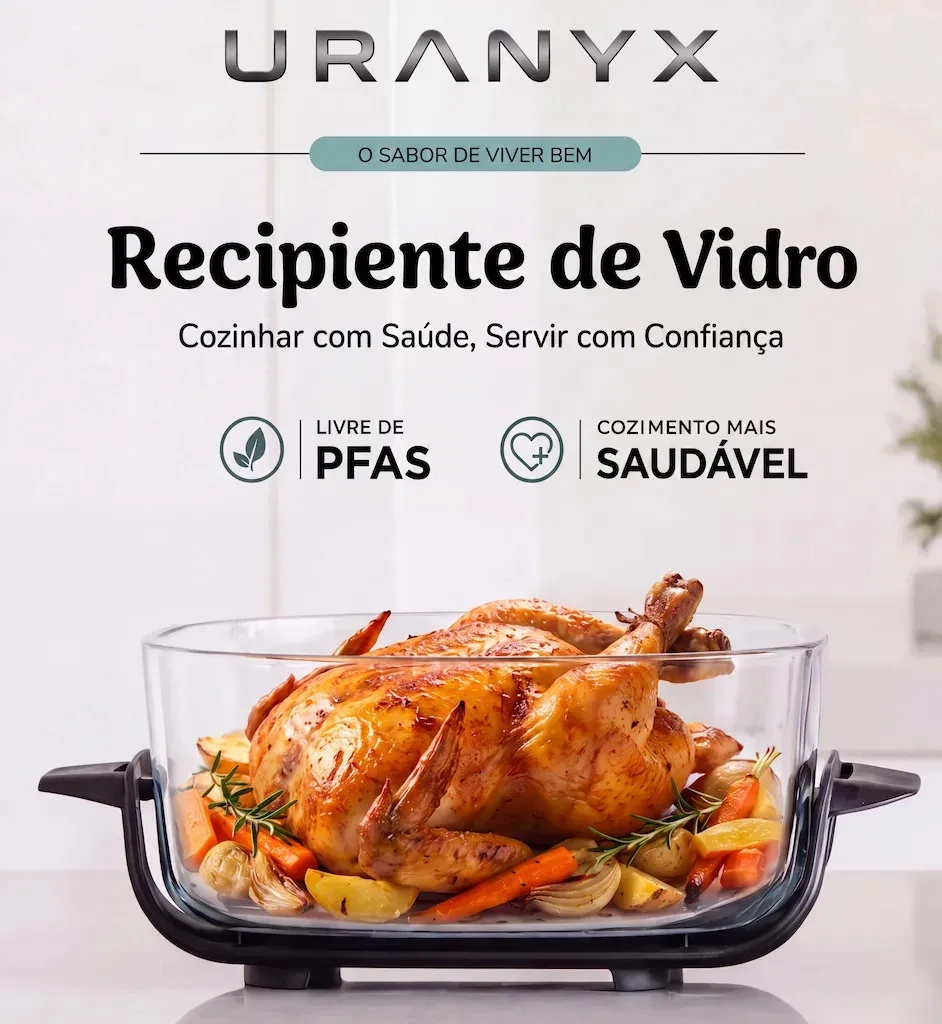 Fritadeira Air Fryer 1500W Uranyx Sem Óleo Tela Touch 4L Recipiente de Vidro Bivolt - Imagem 6
