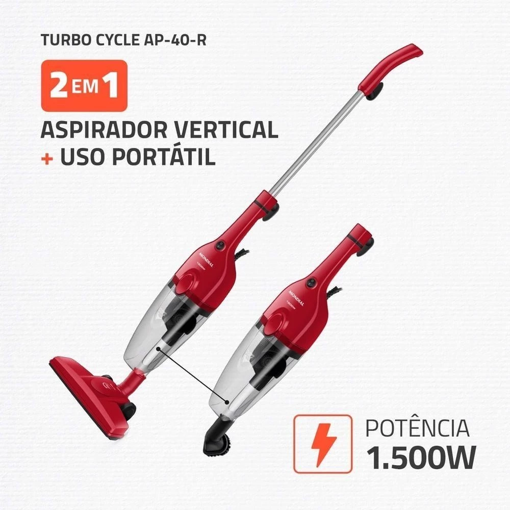 Aspirador de Pó Vertical Mondial Turbo Cycle 1100W 2 em 1 Bivolt - Imagem 6